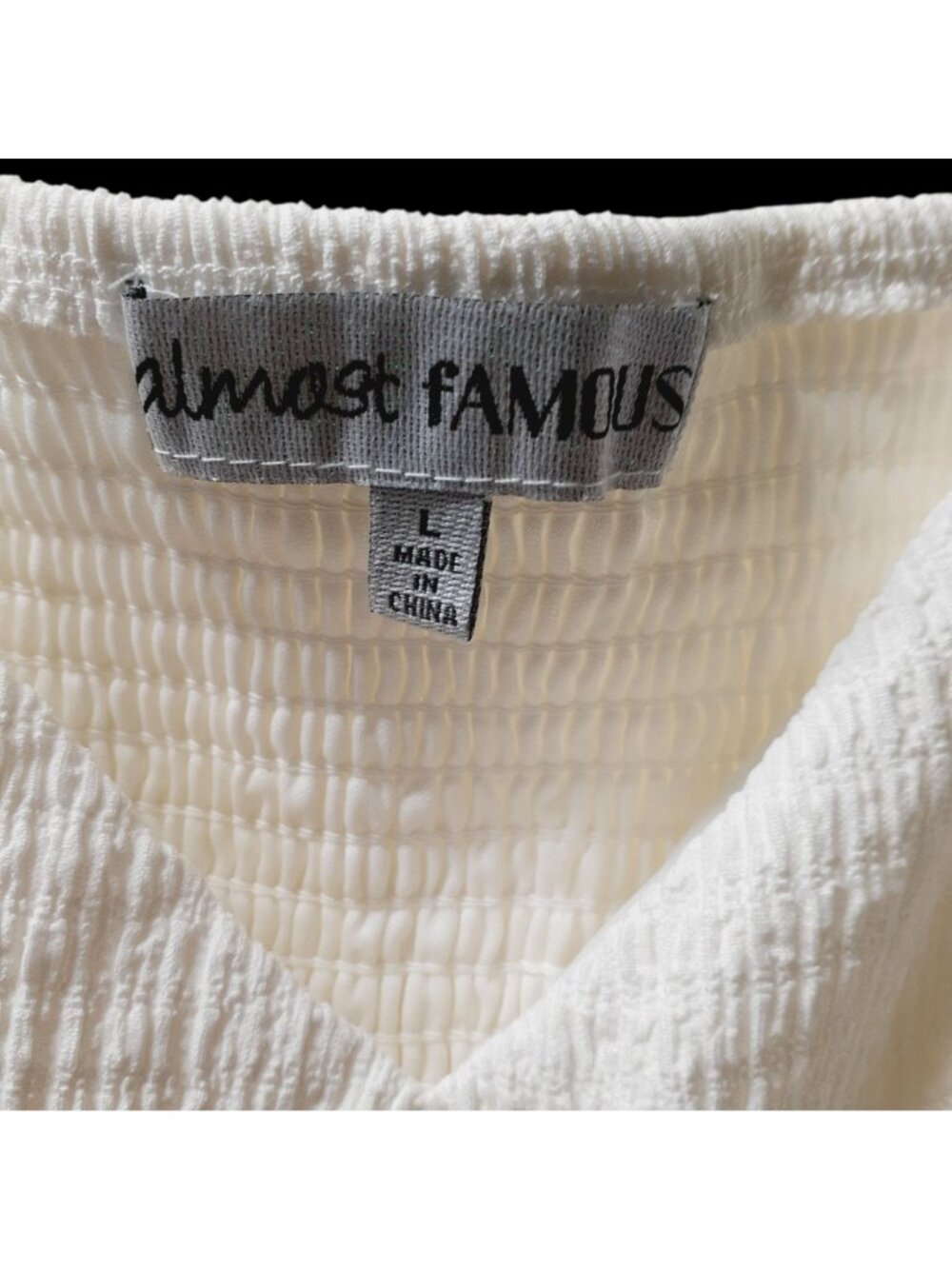 Almost Famous Midi/Maxi Dress Large White Side Slit Puff Sleeve Lined NWT - Picture 5 of 7